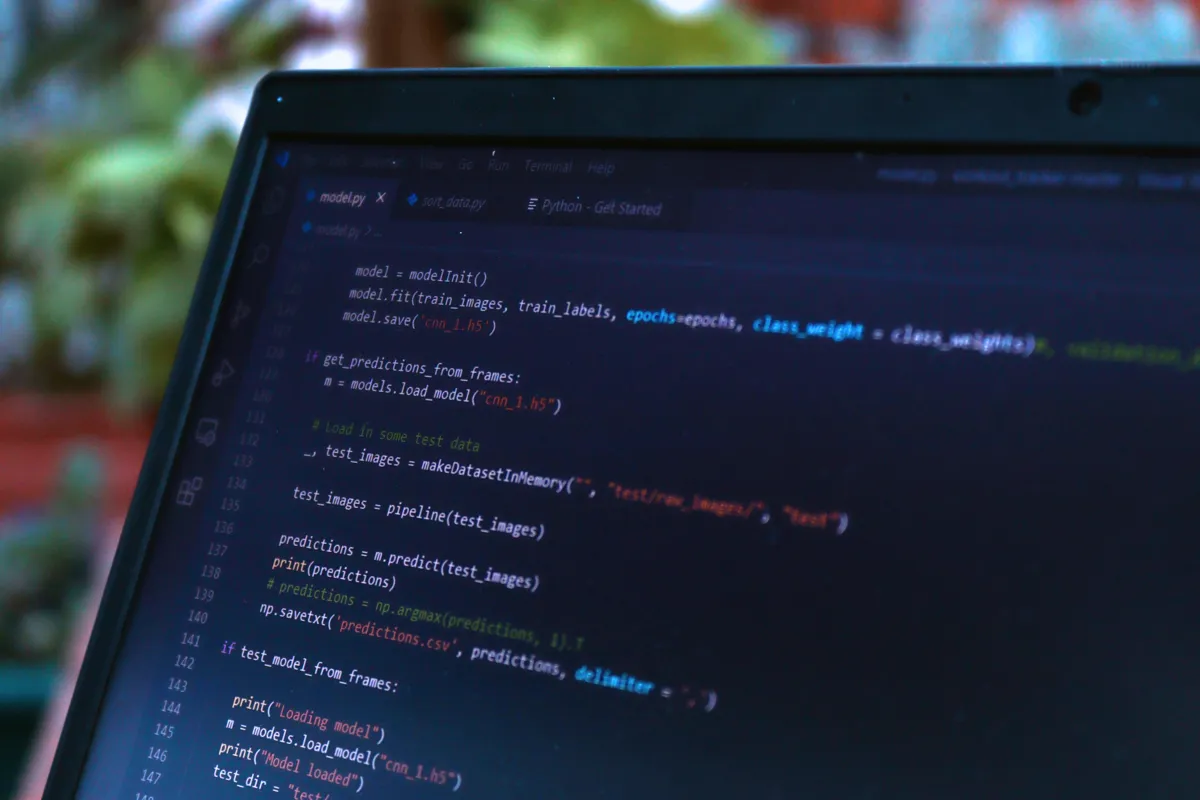 Python code open in an editor on a laptop