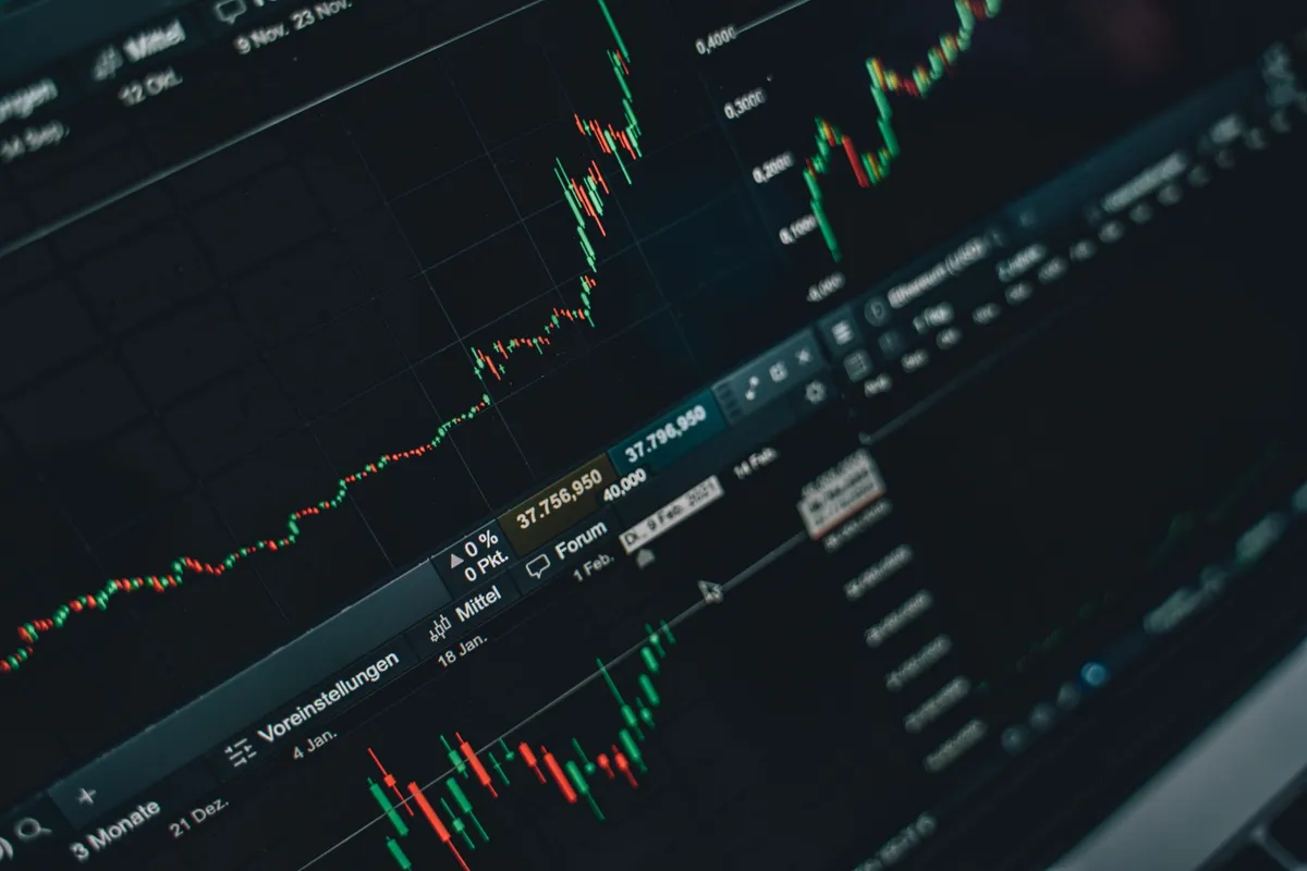 Charts on a dark monitor