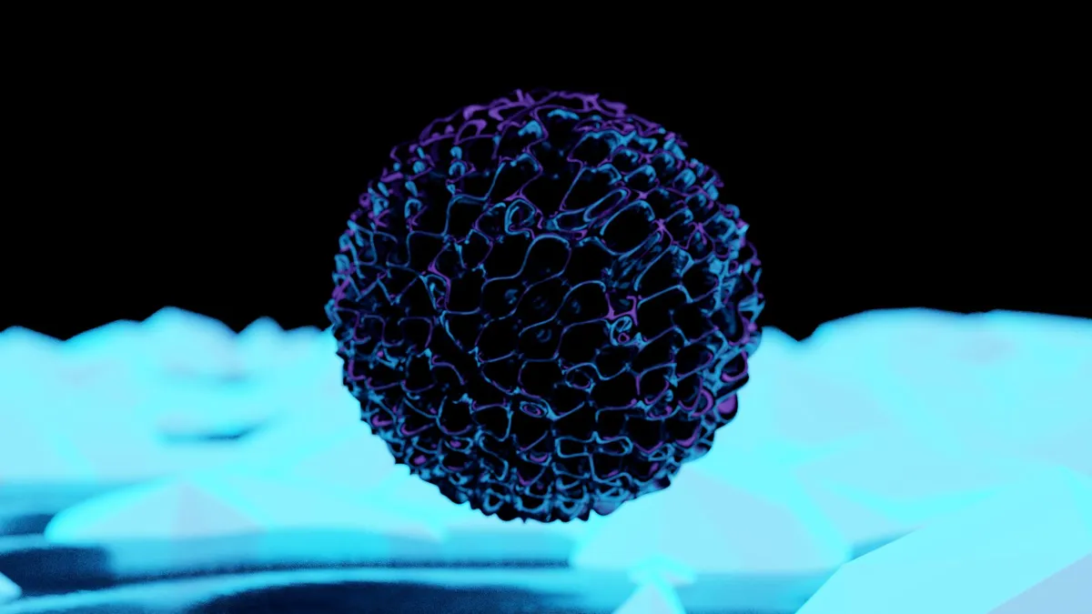Abstract glowing AI network in blue and purple