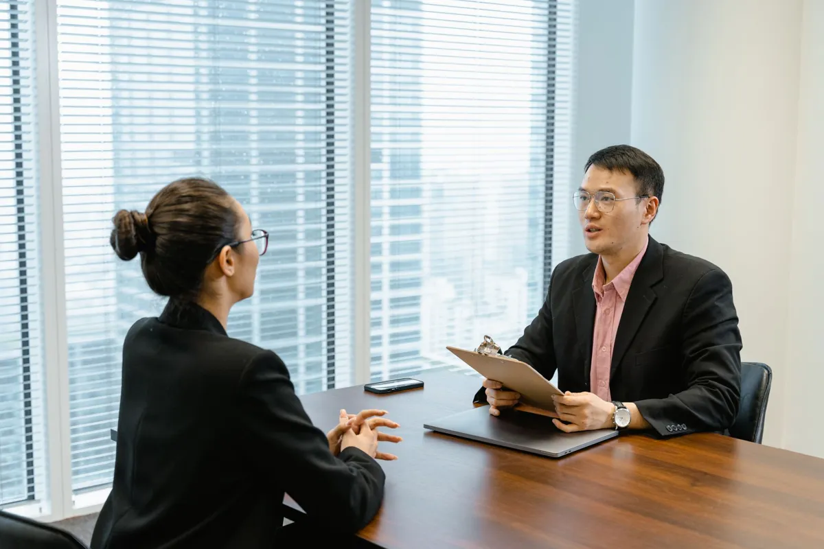 HR manager discussing training plans with an employee